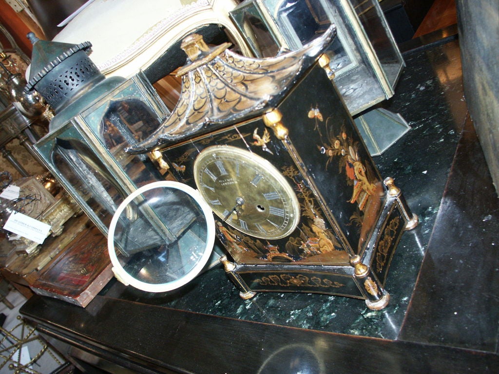 English Chinoiserie Table Clock 1