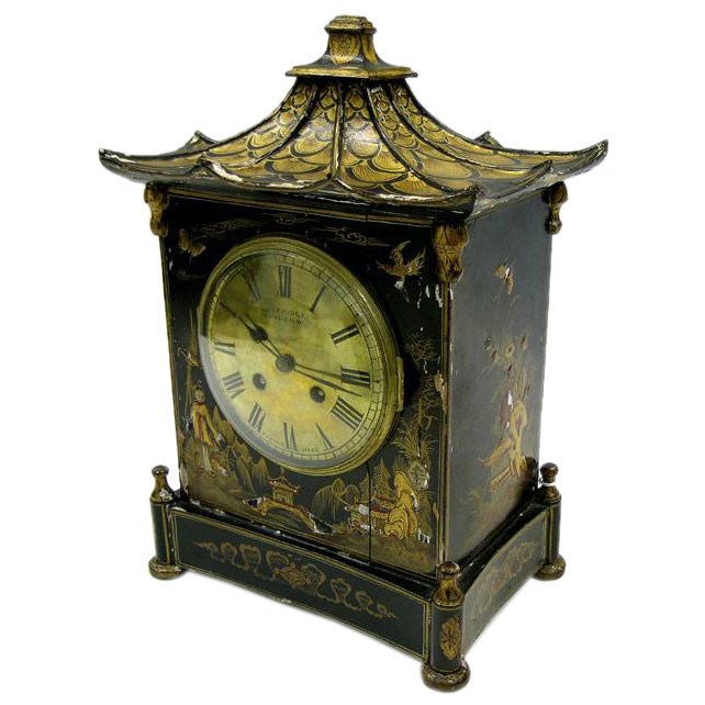 English Chinoiserie Table Clock