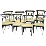 Antique Set of Eight Hand Paited Regency Style Dining Room Chairs
