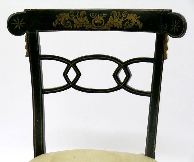 Set of Eight Hand Paited Regency Style Dining Room Chairs
