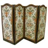 Antique Painted Canvas  Screen