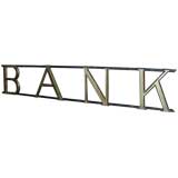 Antique Iron and Wood  Bank Sign With Giltwood Letters