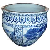 Vintage Massive Blue and White Garden Pot