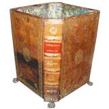 Leather Fuax Book Waste Basket