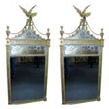 Pair of George III Style Early 20th C Eglomise Mirrors