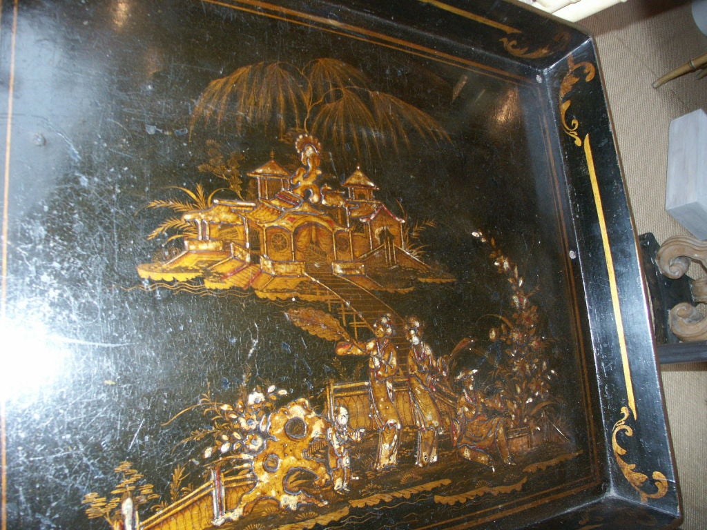Wood Chinoiserie Coffee Table or Tray Table For Sale