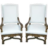 Pair of Late 19th C Regence Style Throne Chairs