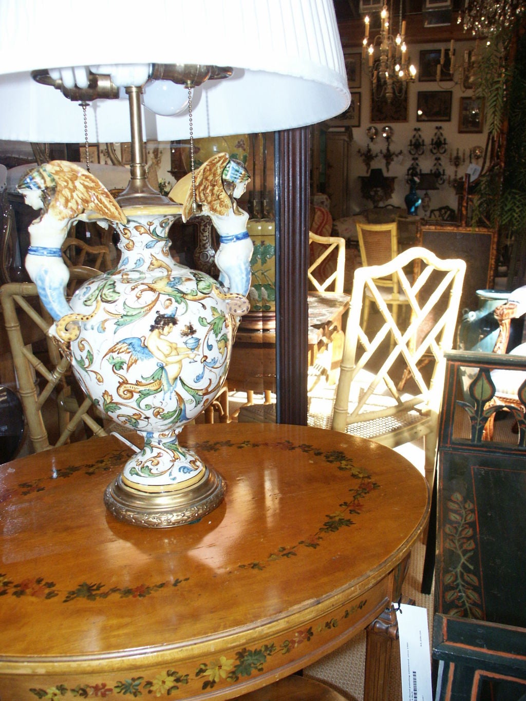Italian Ceramic Lamp with With Figural Sides