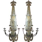 Massive Pair of Giltwood and Iron Wall Sconces Massive Pair of Giltwood and Iron Wall Sconces