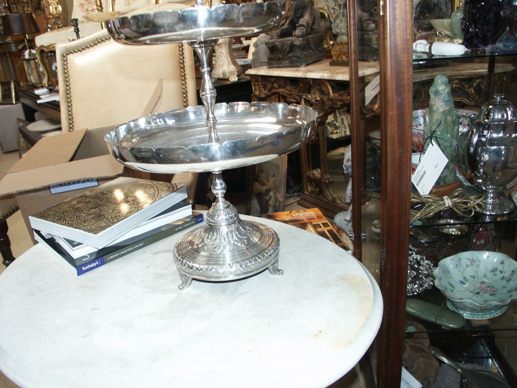 Metal Stunning Silver Plate Tiered Epergne