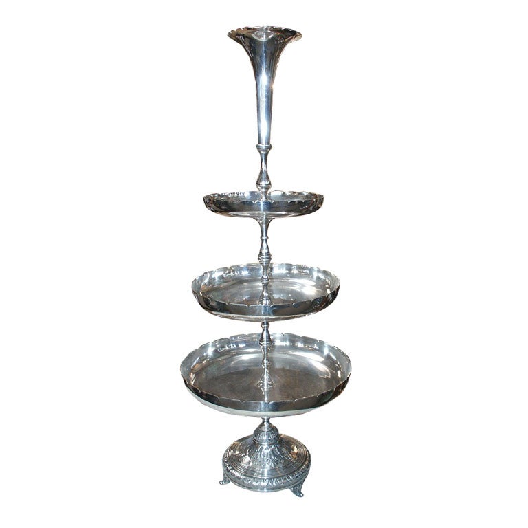 Stunning Silver Plate Tiered Epergne