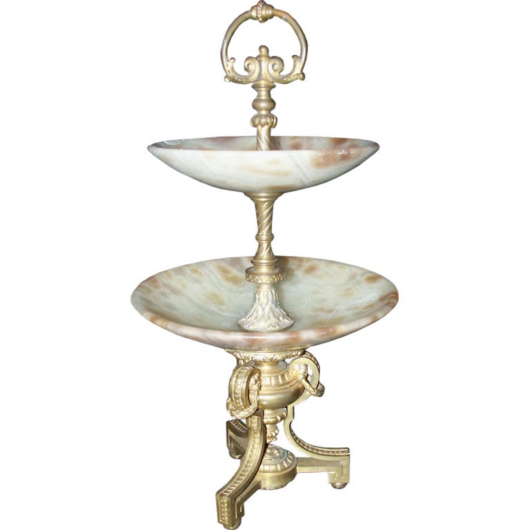Tiered Alabaster and Ormolu Tazza For Sale