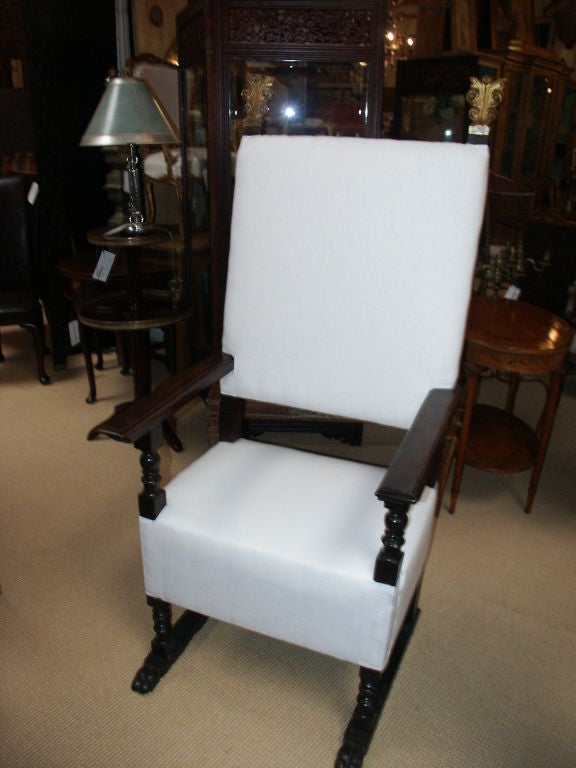 Large Scale Throne Chair with Giltwood Finials