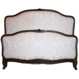 Carved French Walnut Upholstered Bed