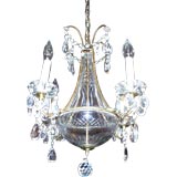 Small Italian Beeded and Cut Crystal Four Light Chandelier