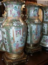 Pair of Gilt Bronze mounted Chinese Famille Rose Porcelain Vases