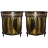 Pair of Yellow Mercury Glass Corner Cupboards