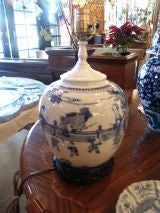 Antique Blue and White Lamp