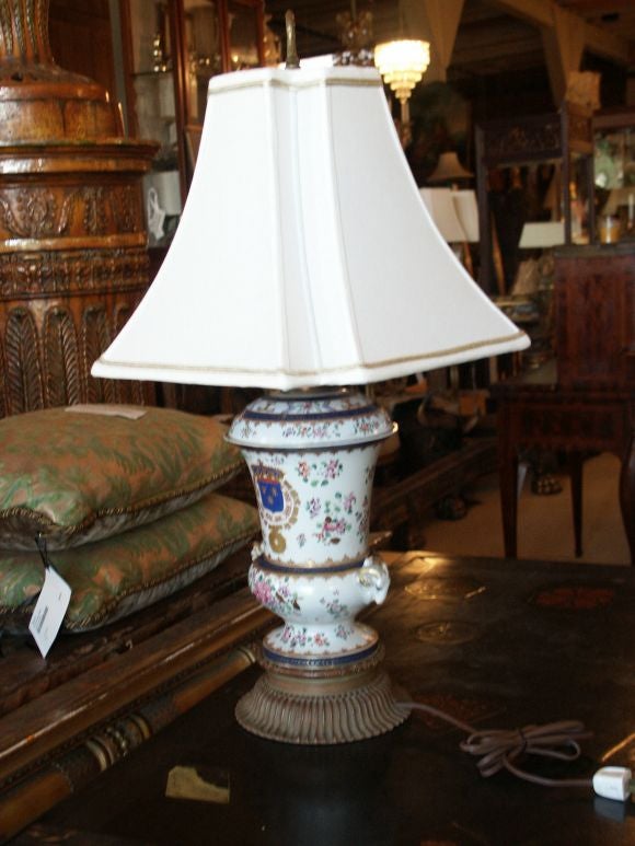 French Antique Samson Porcelain Lamp For Sale