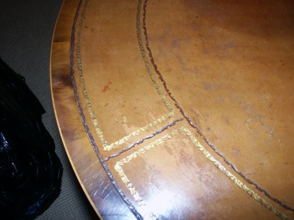 Baker Leather Top Drum Table In Good Condition In Santa Rosa, CA