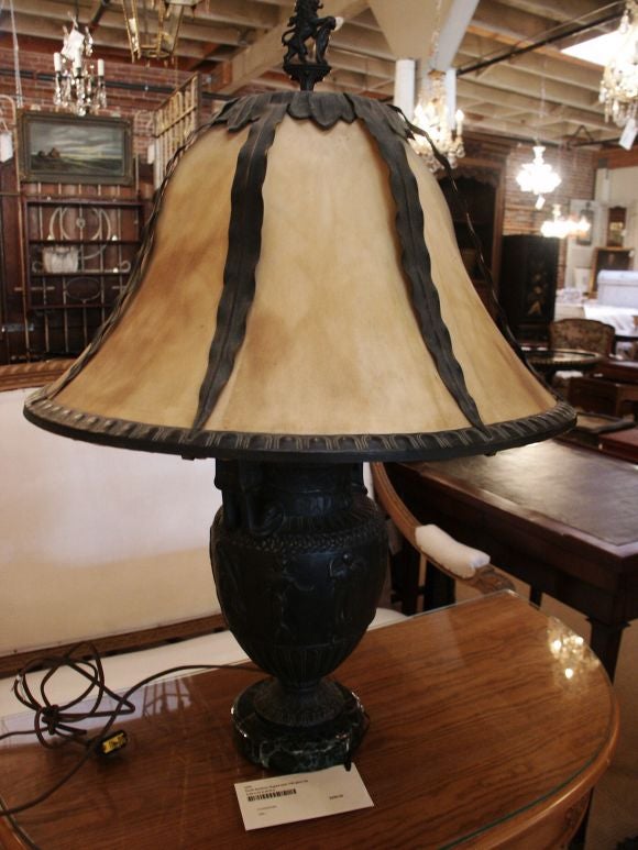 Antique Neoclassical Style Lamp With Custom Shade