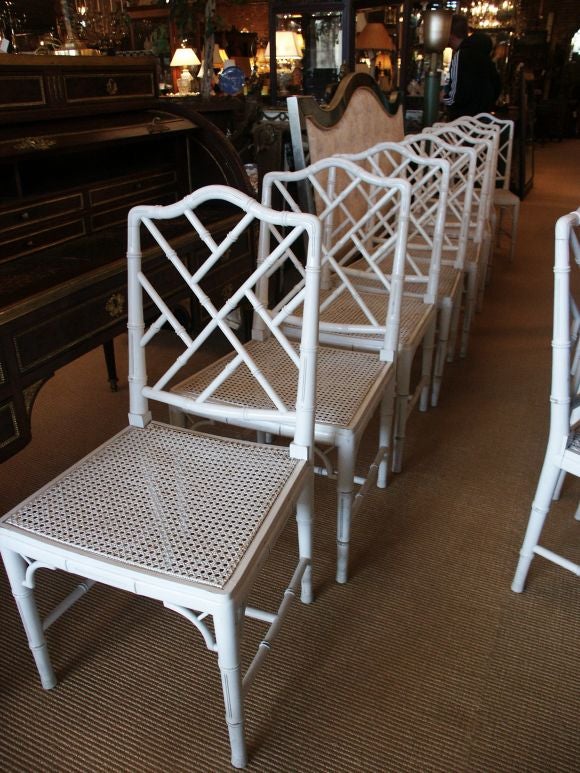 Set of Twelve Faux Bamboo Chinoiserie Style Dining Room Chairs
