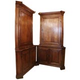 Antique Pair of 19th C Corner Cabinets Louis XVI Style