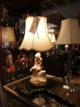 Antique Carved Alabaster Figural Lamp