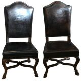 Pair of Regence Style Walnut And Leather Chairs