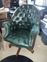 Green Leather Tufted Office Chair