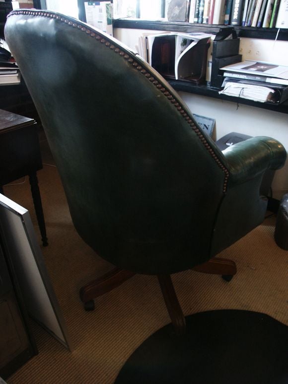 Green Leather Tufted Office Chair at 1stDibs