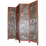 Antique Asian Water Color Panel Screen