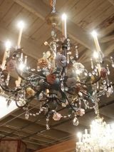 Painted Tole and Crystal Chandelier