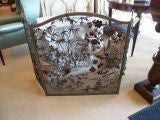 Vintage Fire Screen With Applied Asian Motif In Iron
