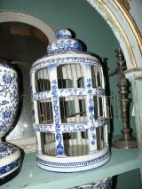 Vintage Blue and White Bird Cage