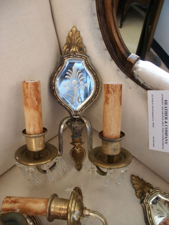 Set of Six  Mirror Backed Sconces