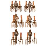 Set of Six Mirror Backed Sconces Set of Six Mirror Backed Sconces