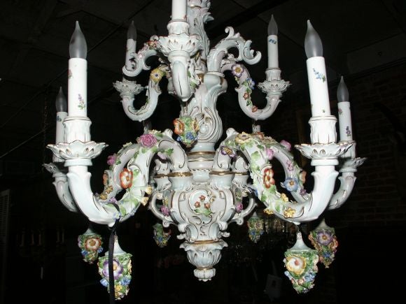 German Vintage Dresden Chandelier For Sale