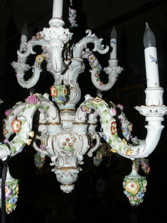 Porcelain Vintage Dresden Chandelier For Sale