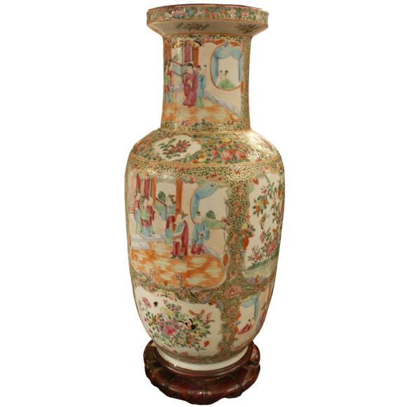 19th C  Rose Canton Vase For Sale