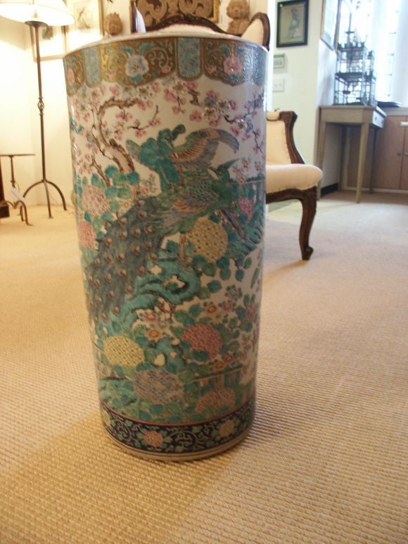 19th Century 19th C Asian Porcelain Umbrella Stand