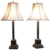 Pair of Vintage Black Painted Tole Lamps