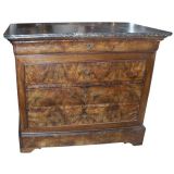 Louis Phillipe  Walnut Commode with Marble Top