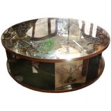 Vintage Reverse Painted Mirror Chinoiserie Coffee Table
