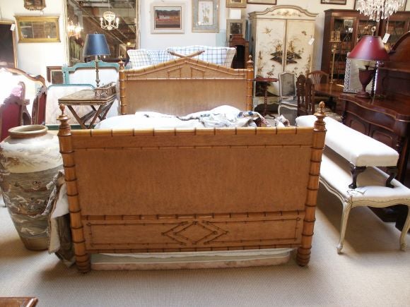 Great looking maple faux bamboo full size bed.