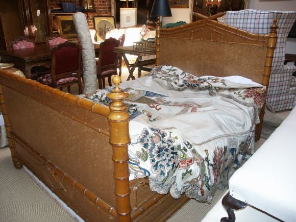 19th C Faux Bamboo Bed For Sale 3