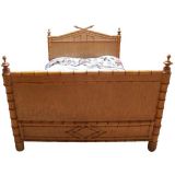 Antique 19th C Faux Bamboo Bed