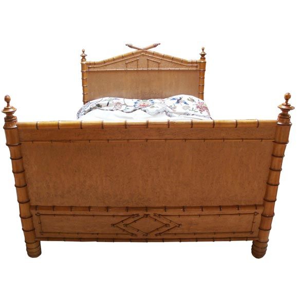 19th C Faux Bamboo Bed For Sale