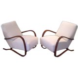 Pair of Modernist Bent Wood Lounge Chairs. Thonet ca.  1950