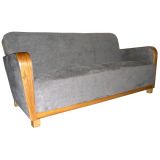 Swedish Art Moderne Sofa in Elm, Covered in Ultra Suede